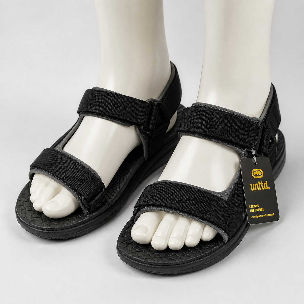 Men's Ecko Unltd Athletic Strappy Sandals Grey Black Size 8,5 US