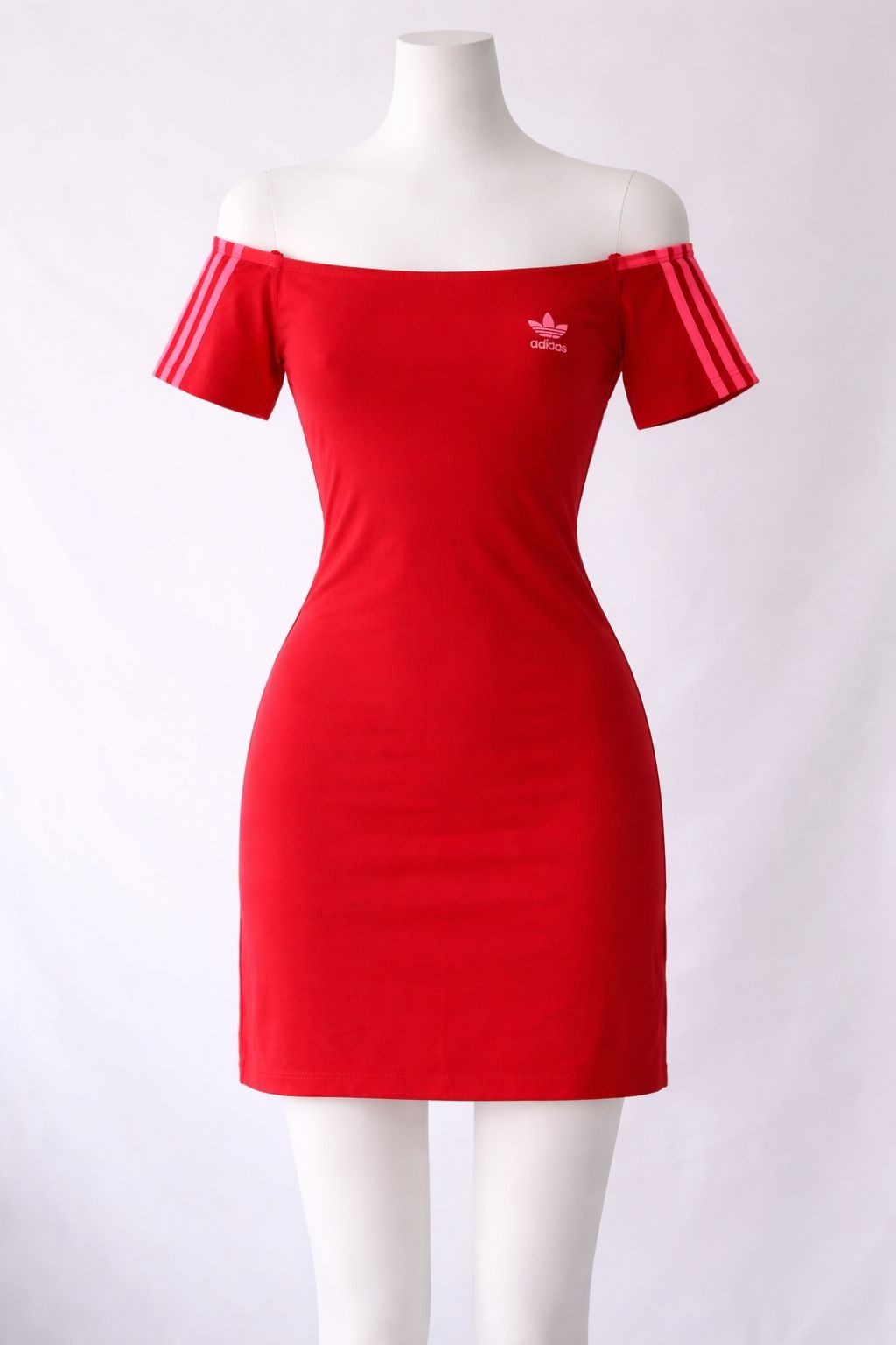 ADIDAS ORIGINALS 3 STRIPES OFF THE SHOULDER DRESS  Size Large