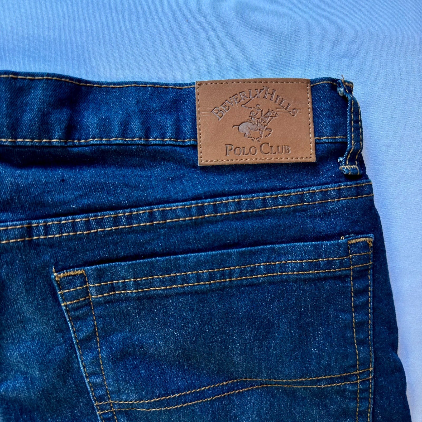 Beverly Hills Polo Club Jeans Mens 34x32 Blue Regular Fit Straight Leg Stretch