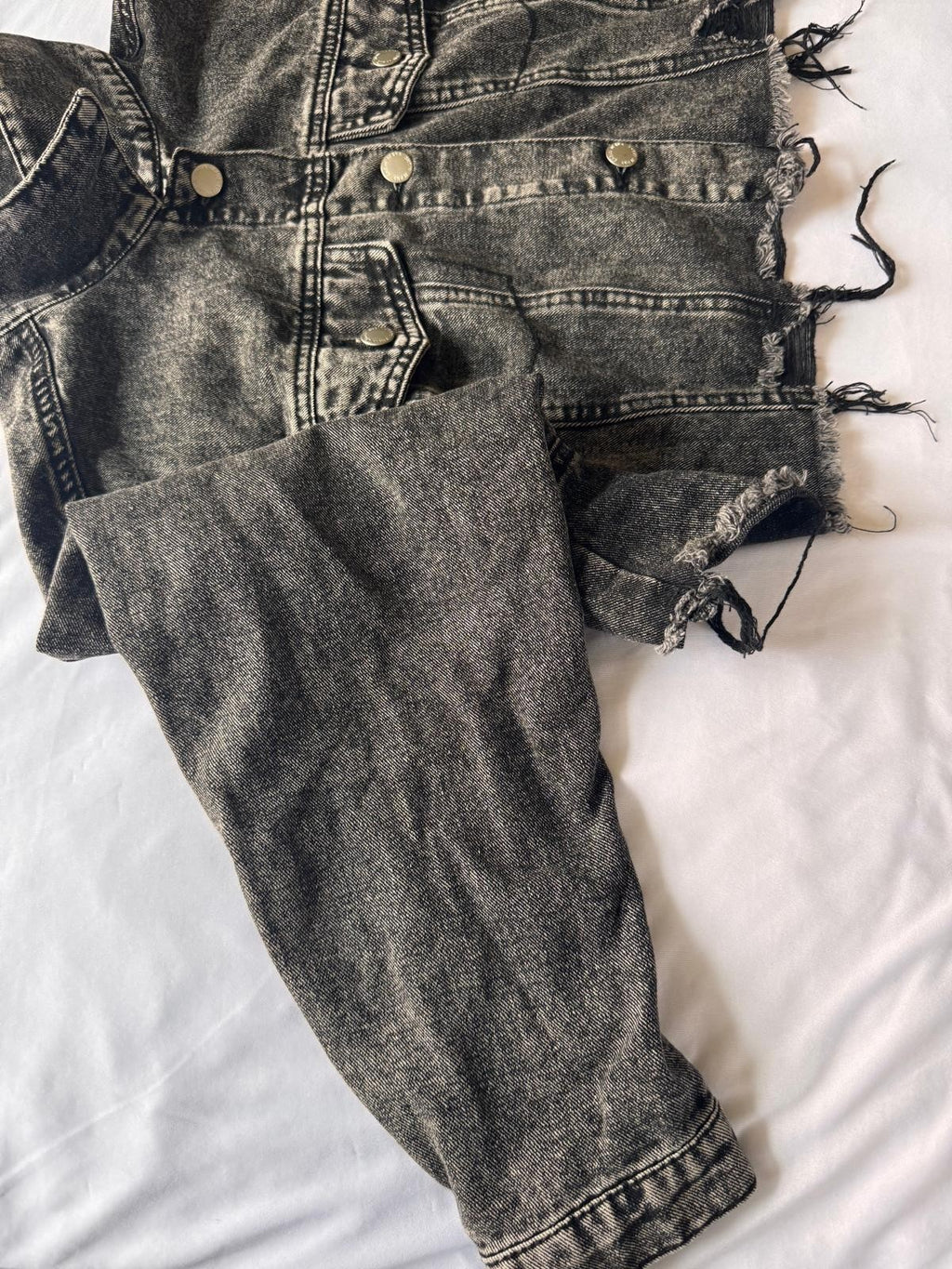 Plus Size Women's Spring & Fall Casual Frayed Hem Long Sleeve Cropped Denim Jack