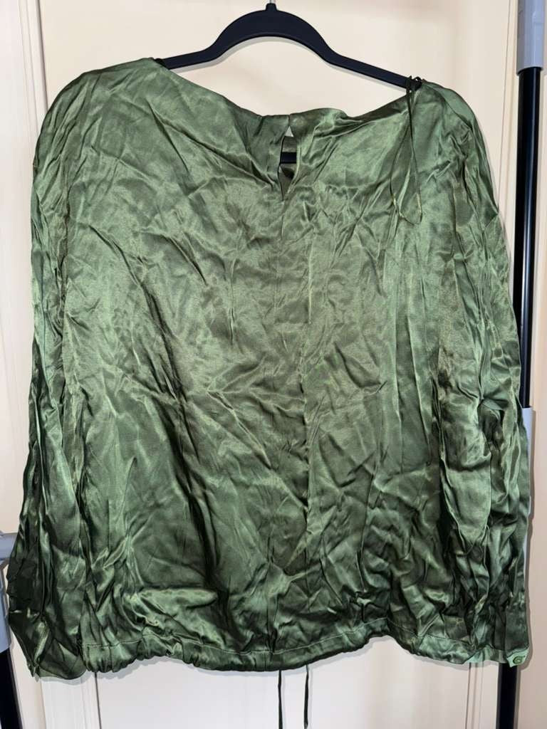 NWT Zara Satin Effect Green Long Sleeve Shirt and Pants Matching Set