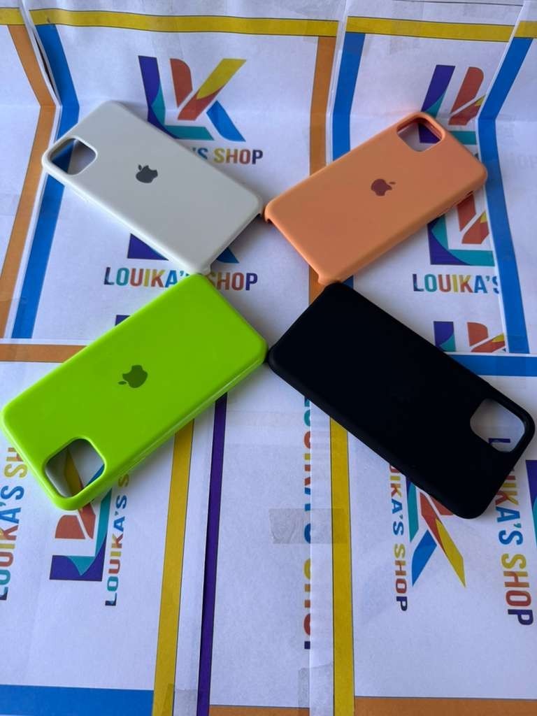 Apple Silicone Case for iPhone 11 - BLACK-WHITE-ORANGE-GREEN NEON