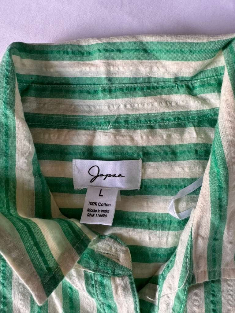 Japna Womens Juniors Shorts Green White Stripes Set Size Large