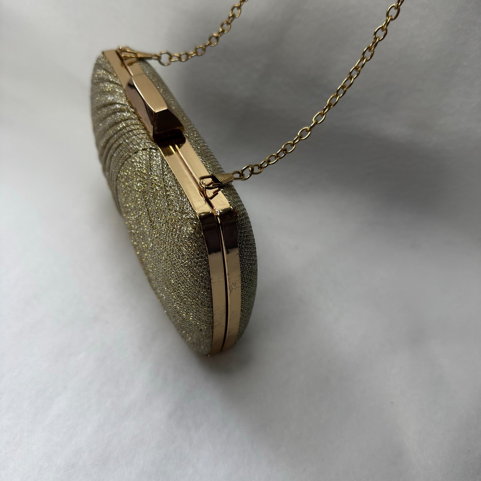 Antonio Melani Gold Sparkle Evening Clutch with Chain Strap