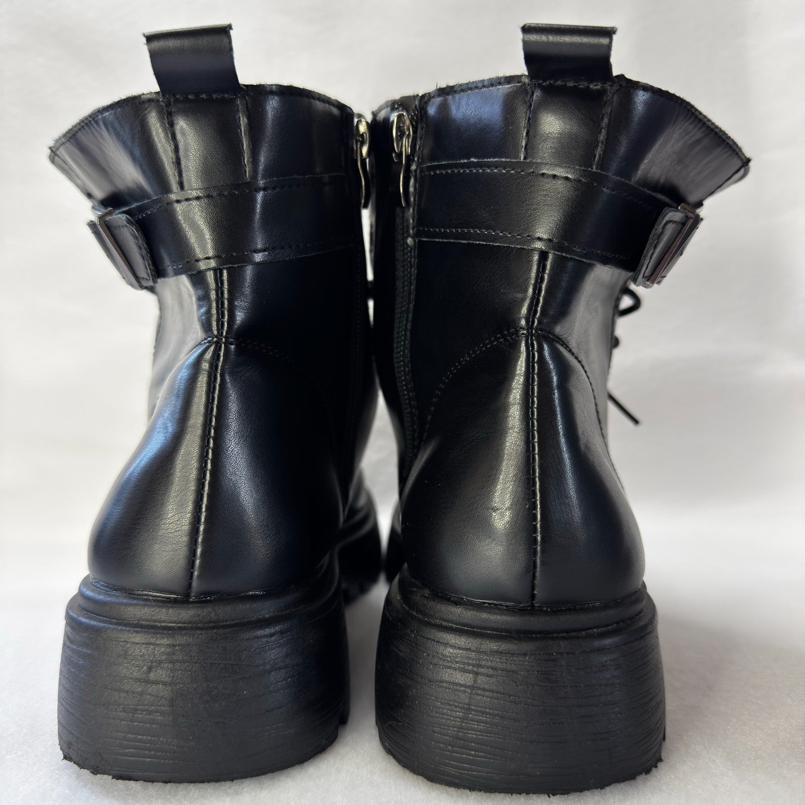 Dezsed Women's Boots Women Shoes Hasp Mid Heel Flat Bottom Zipper Laceing