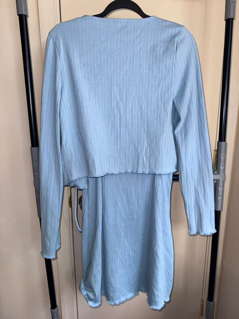 Juniors' Live To Be Spoiled Skater Dress with Knit Tie-Front Cardigan
