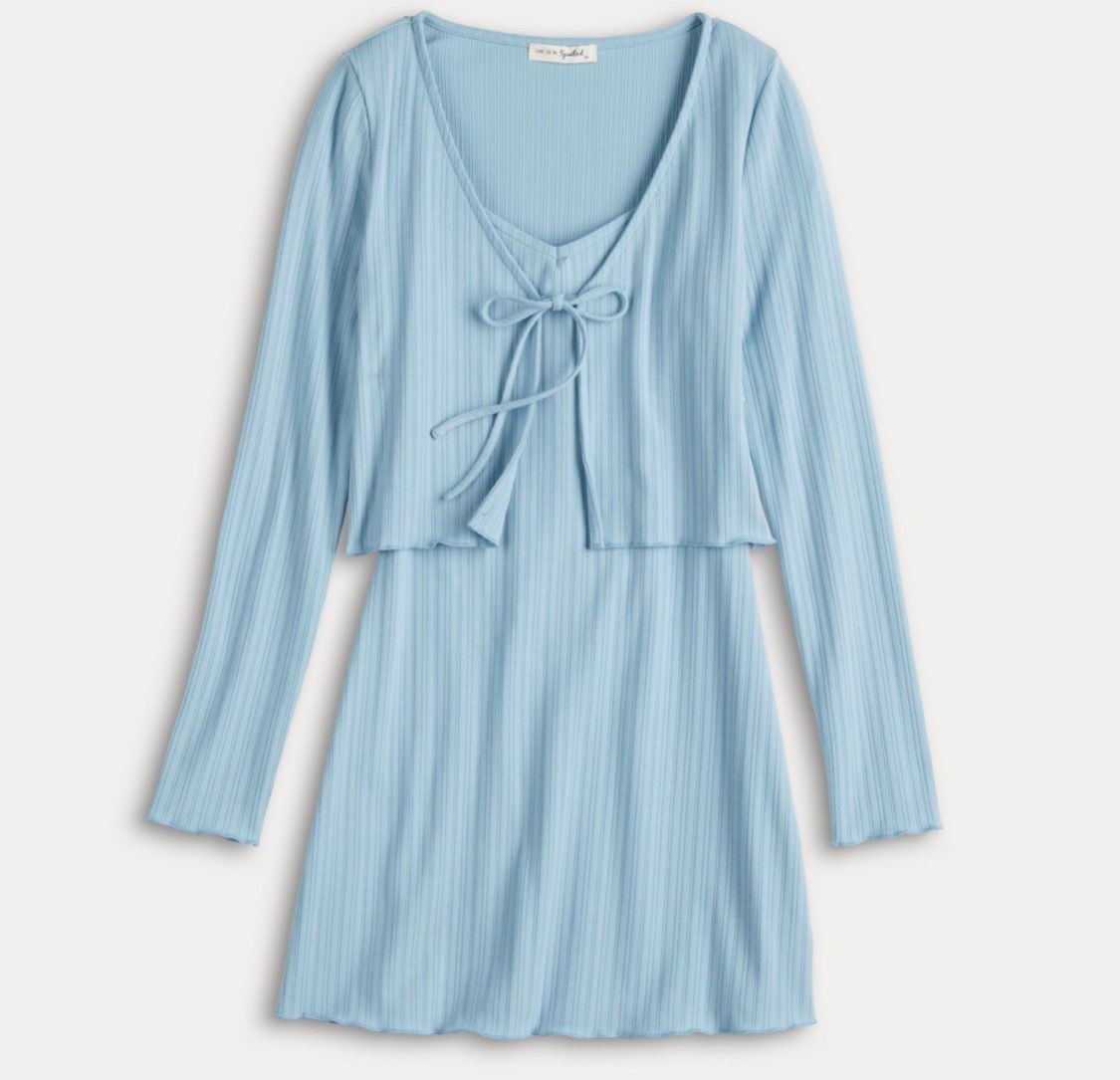 Juniors' Live To Be Spoiled Skater Dress with Knit Tie-Front Cardigan