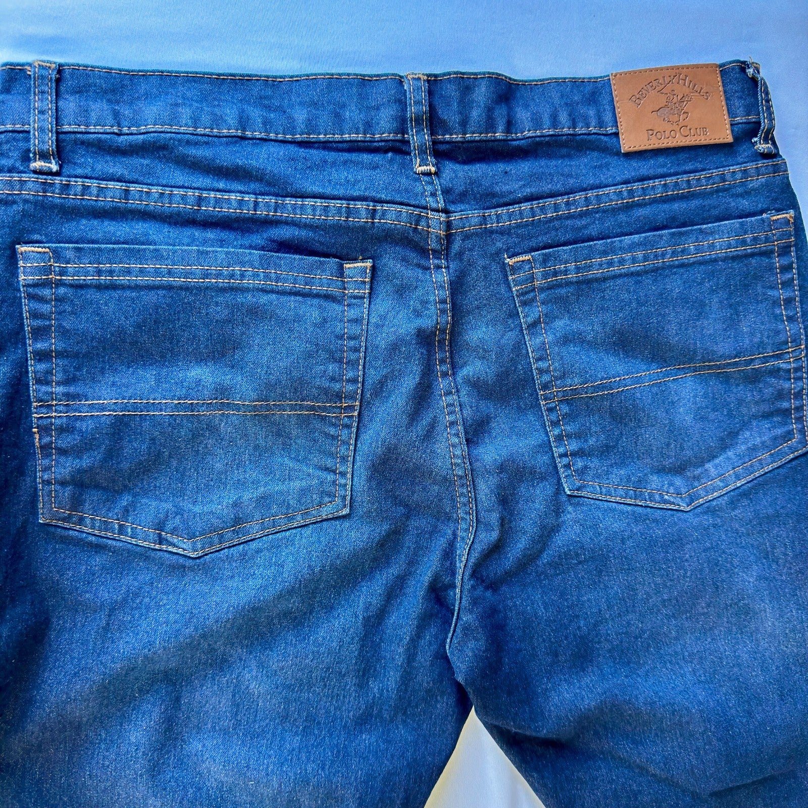 Beverly Hills Polo Club Jeans Mens 34x32 Blue Regular Fit Straight Leg Stretch