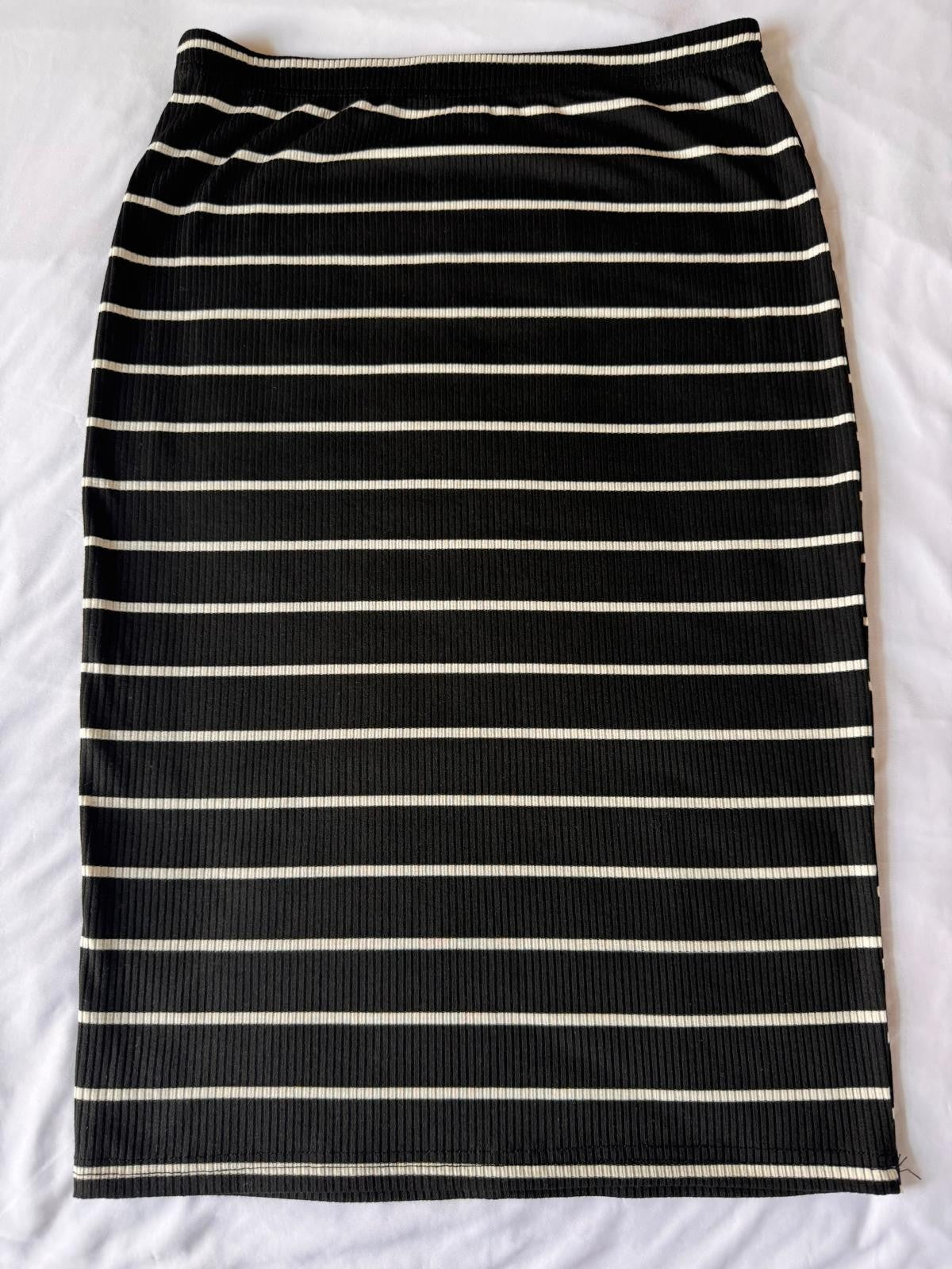 Shein Petit Striped Mock Neck Crop Tank Top & Skirt Black White size Large