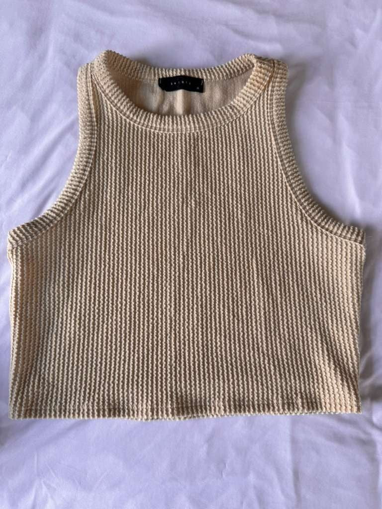 Elegant Tan Knit Skirt and crop top set By 2 Saints Size XL