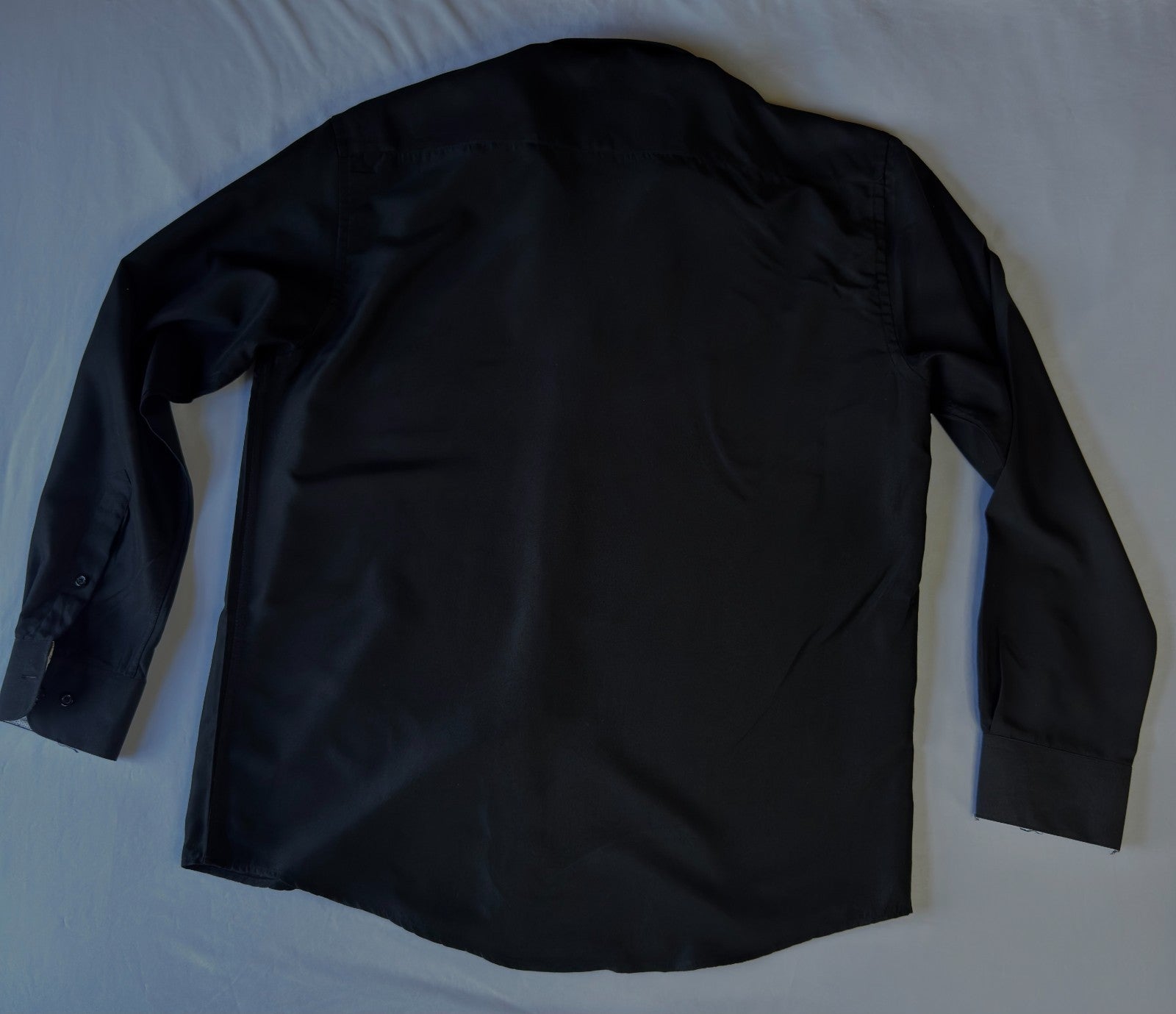 Nine West Men's Slim Fit Black Long Sleeve Solid Dress Shirt, Size L