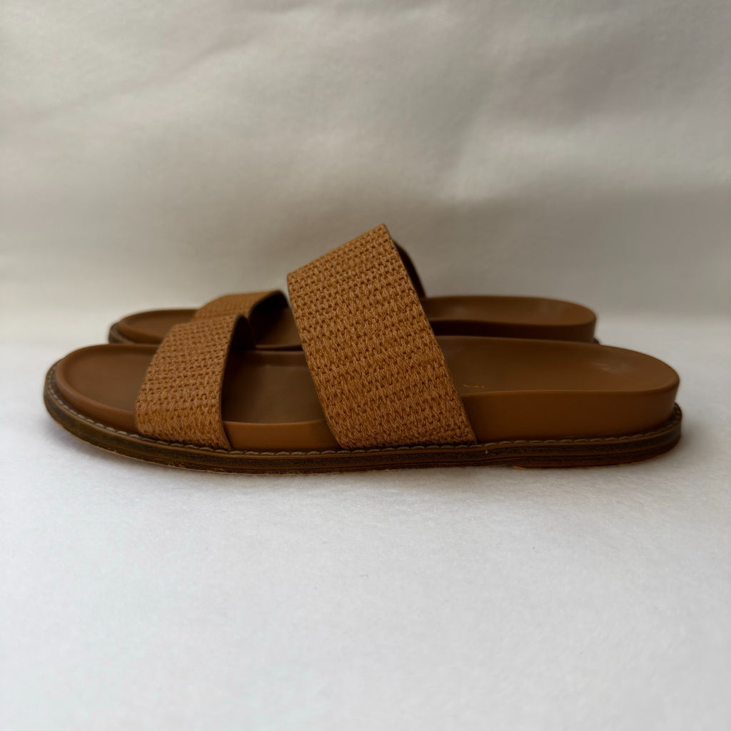 Joie NIMBLE  Sandals BROWN TAN SLIP ON  Strappy SLIDE Rattan Pattern Size 7
