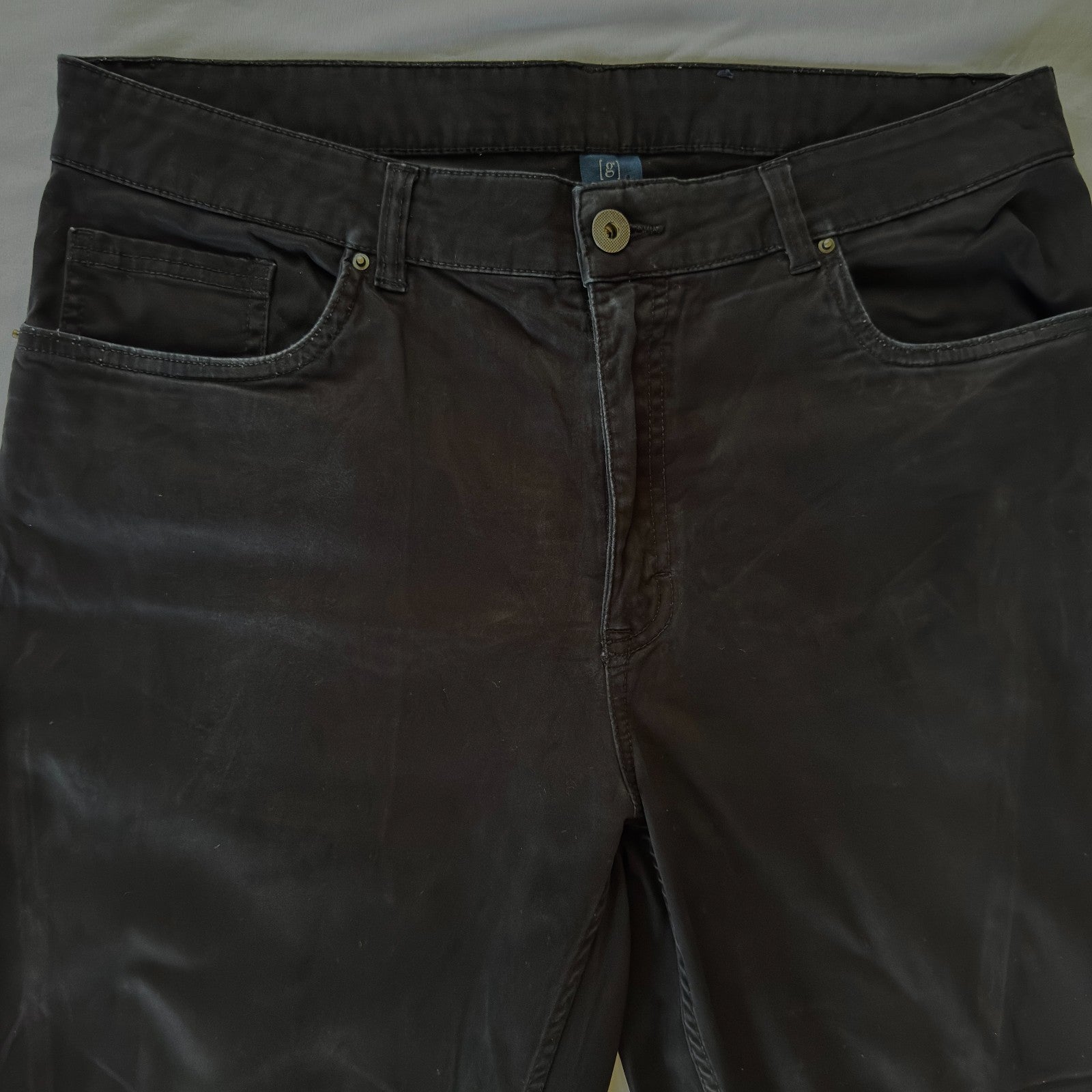 George  Men's Black Stretch Premium 5 Pocket Straight Leg Pants Size 34