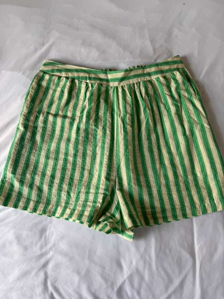 Japna Womens Juniors Shorts Green White Stripes Set Size Large