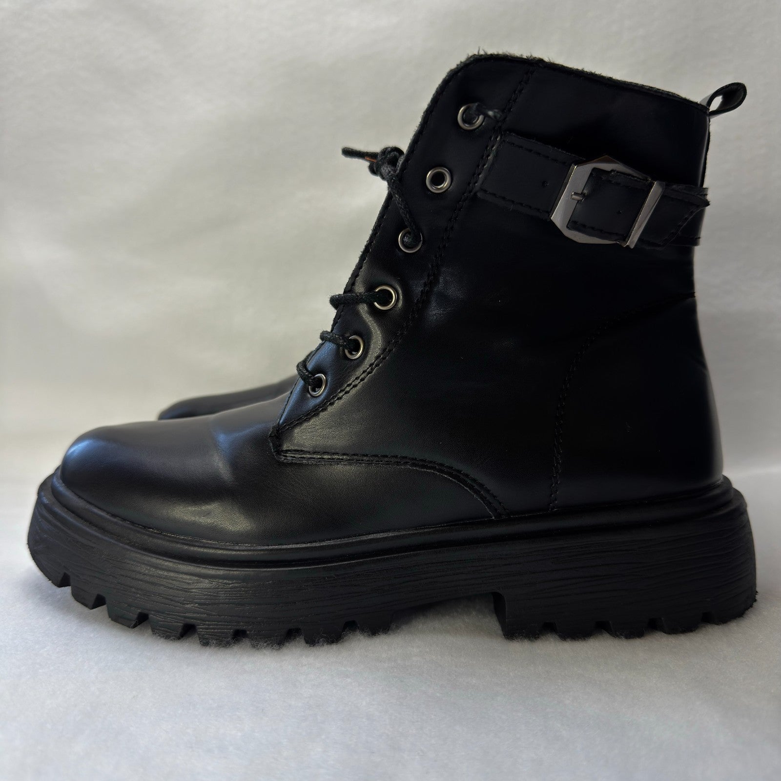 Dezsed Women's Boots Women Shoes Hasp Mid Heel Flat Bottom Zipper Laceing