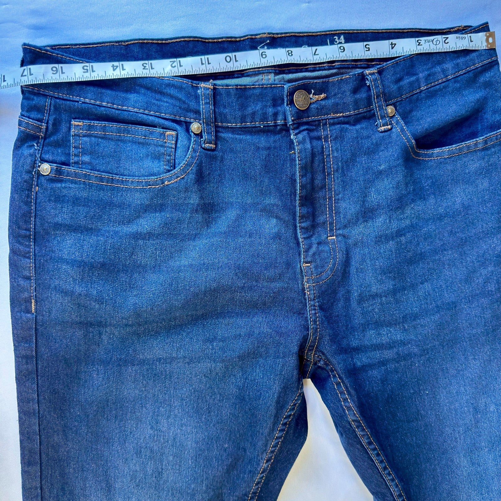 Beverly Hills Polo Club Jeans Mens 34x32 Blue Regular Fit Straight Leg Stretch