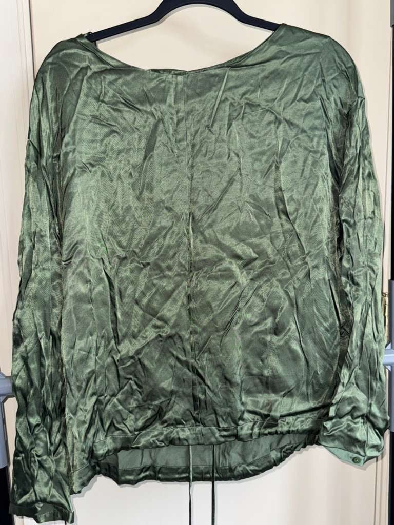 NWT Zara Satin Effect Green Long Sleeve Shirt and Pants Matching Set