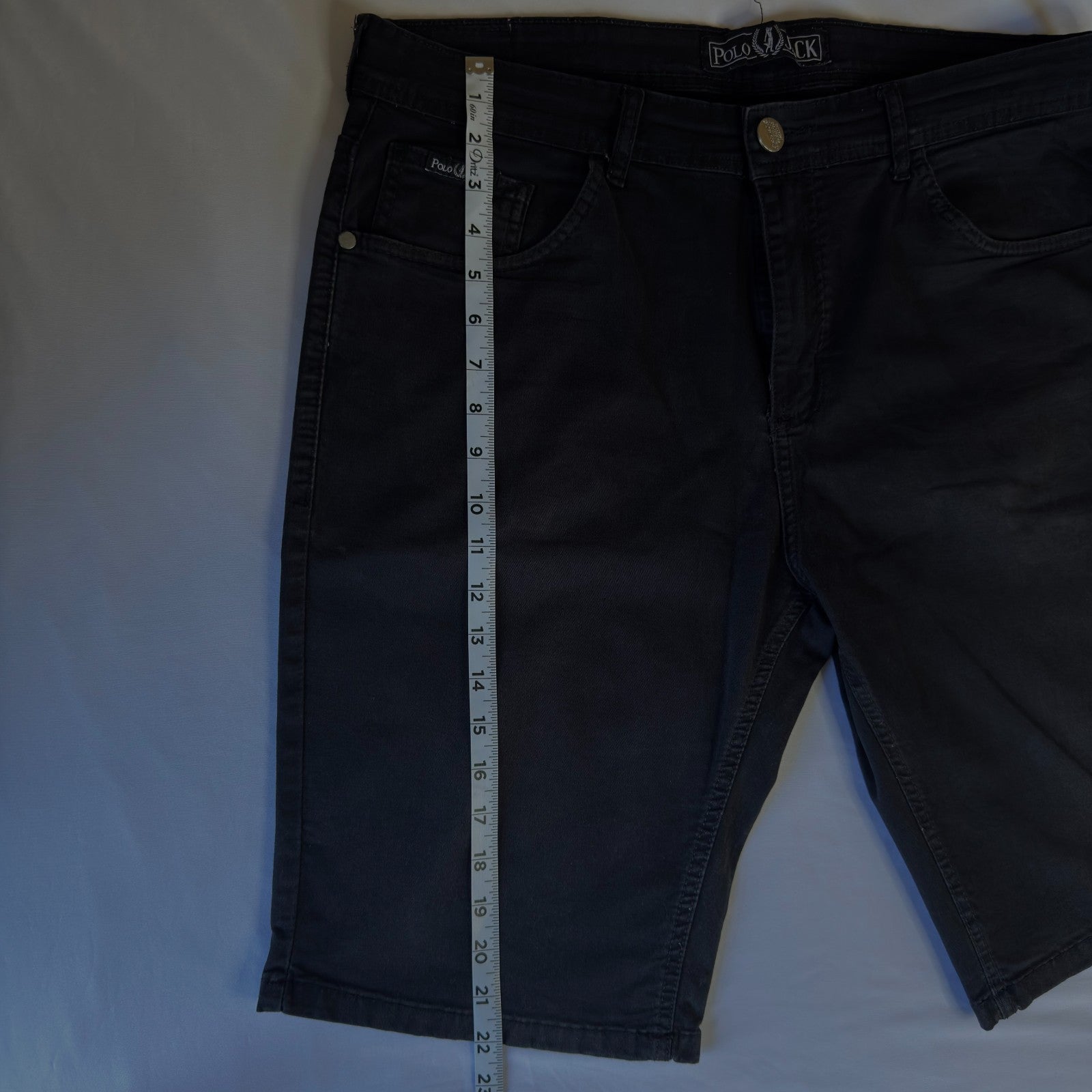 Polo Jack Slim Men's Jeans Short Black,Size 13