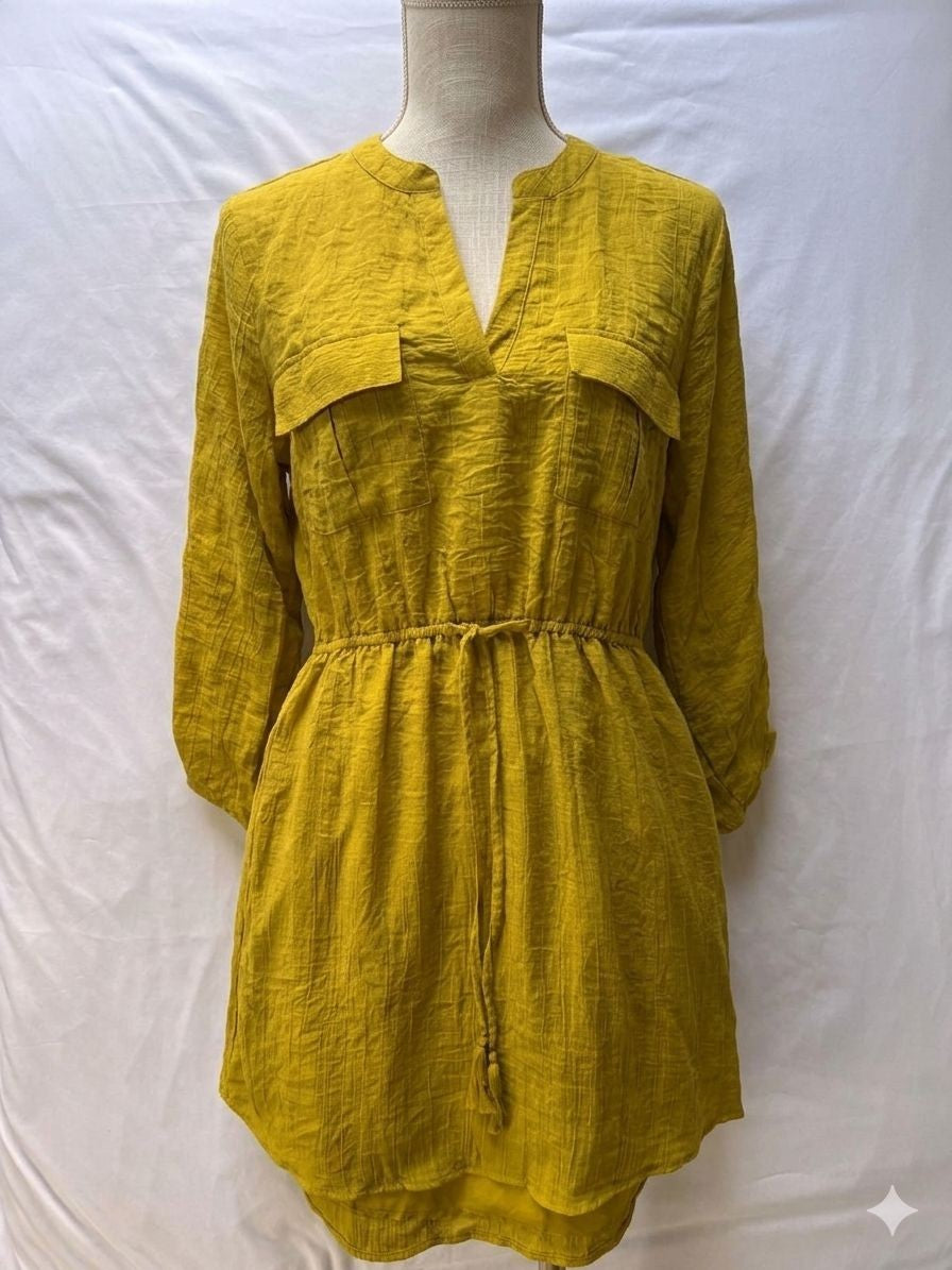 Mustard Yellow , Long Sleeved Mini Dress Size XL