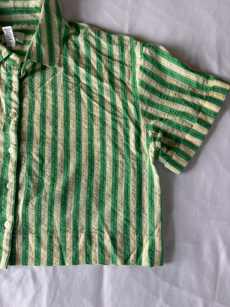 Japna Womens Juniors Shorts Green White Stripes Set Size Large