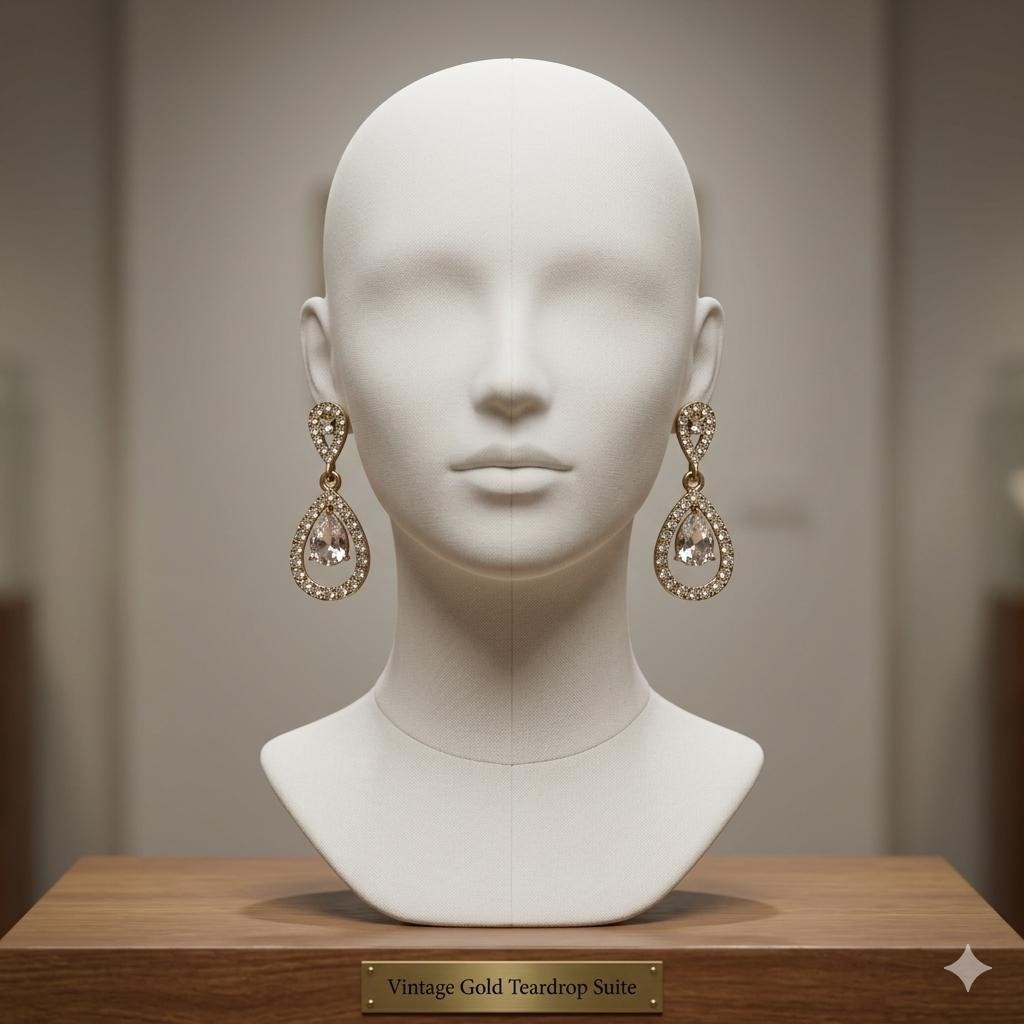 Wedding Earrings Gold Plated Crystal Rhinestone Women Stud Dangle Earrings