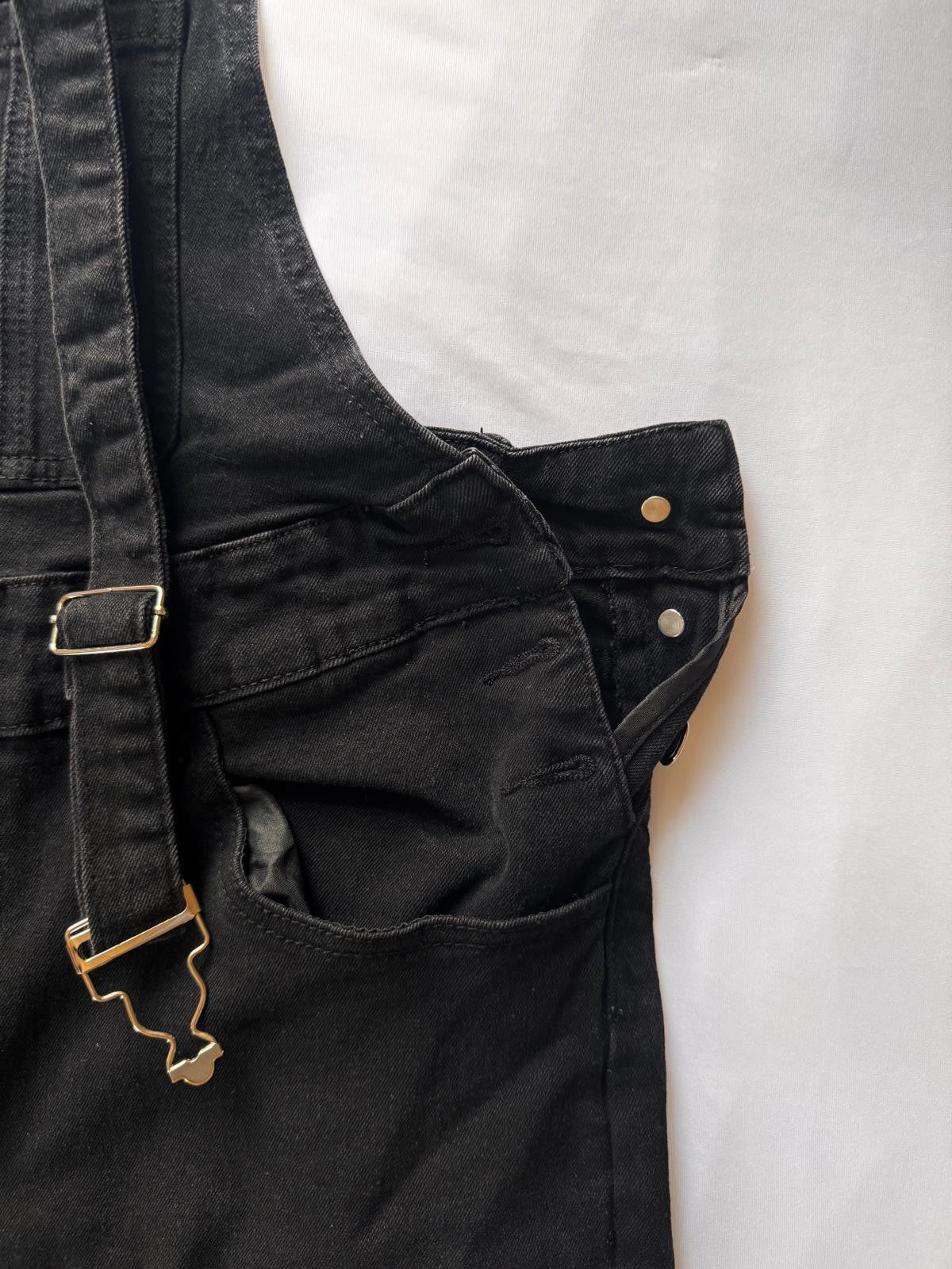 Distressed Denim Overalls Medium Wash Skinny Leg Black Womens 0XL