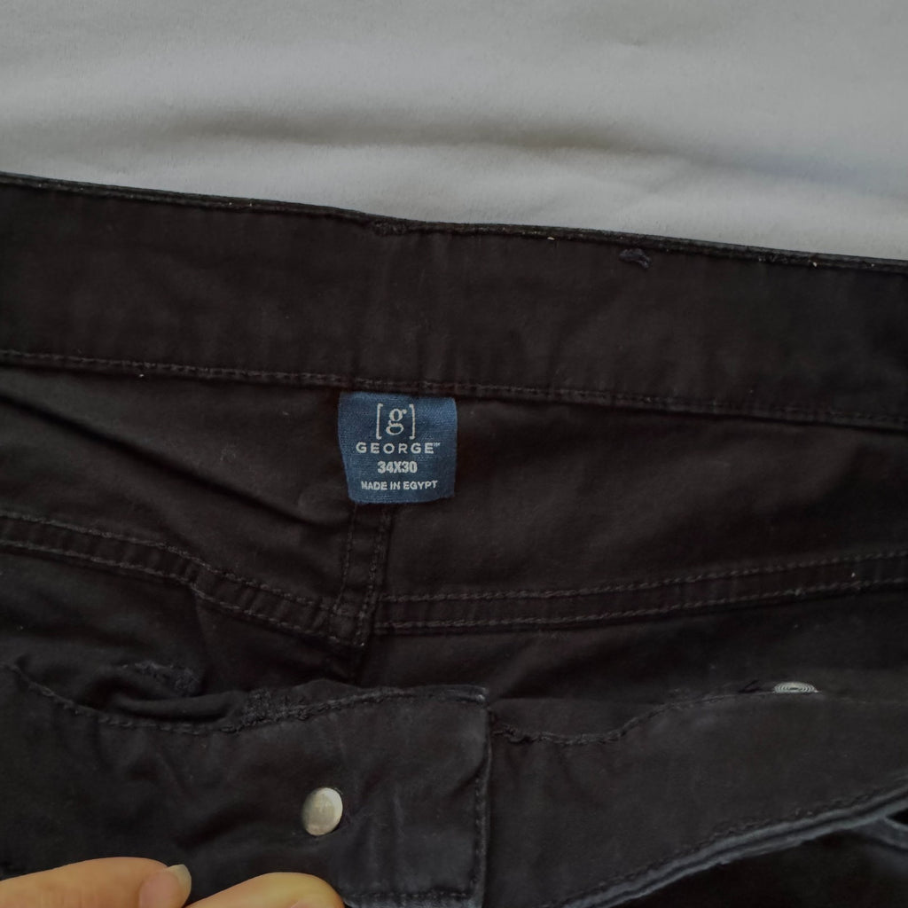 George  Men's Black Stretch Premium 5 Pocket Straight Leg Pants Size 34