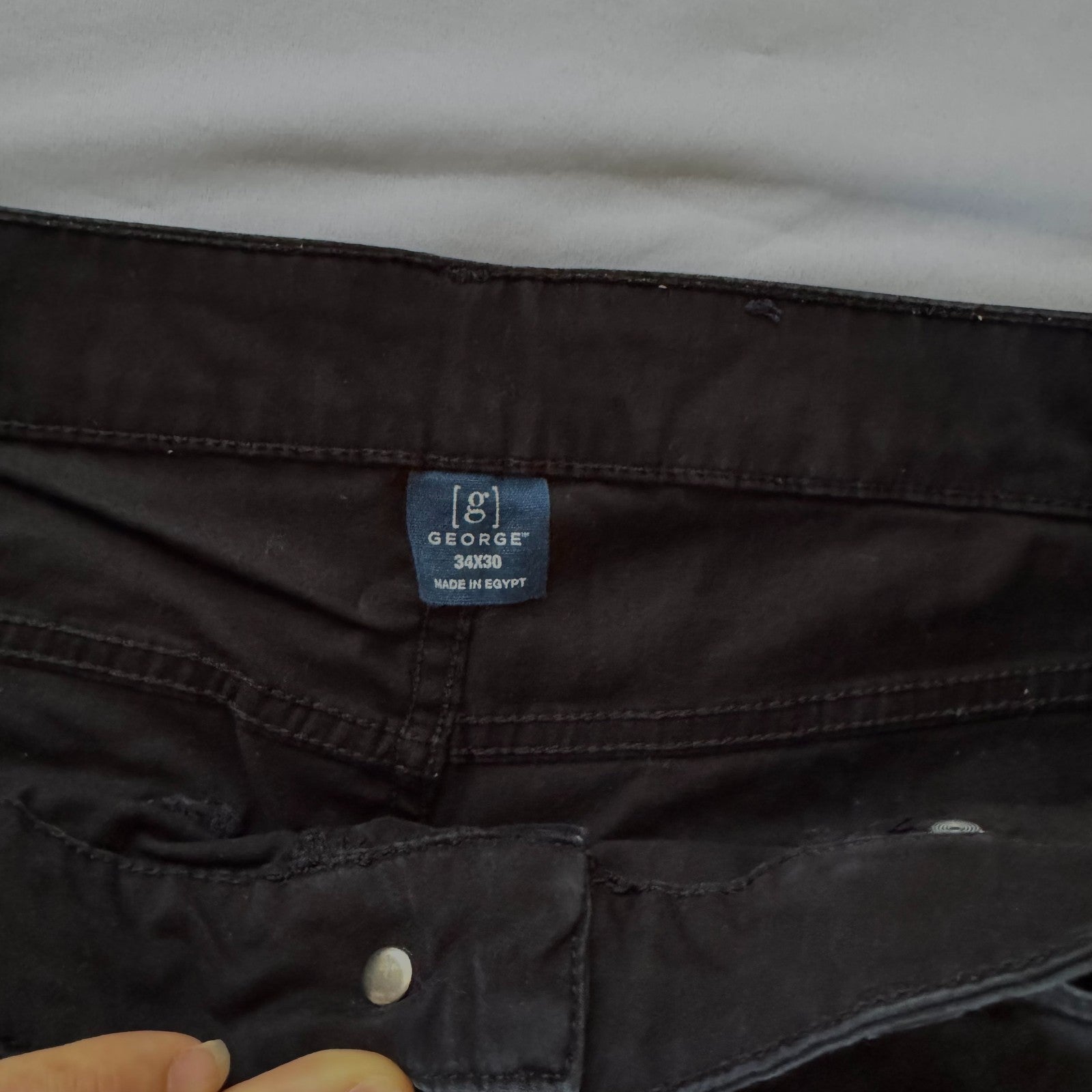 George  Men's Black Stretch Premium 5 Pocket Straight Leg Pants Size 34