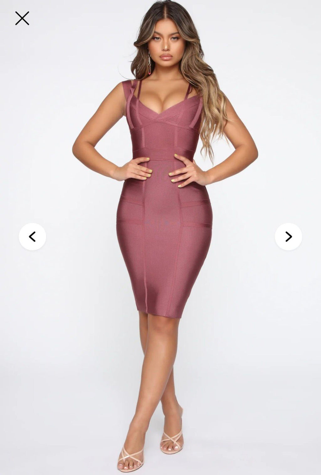 Women’s NWOT Fashion Nova Polyester Blend Off Shoulder Bandage Mauve Dress Large