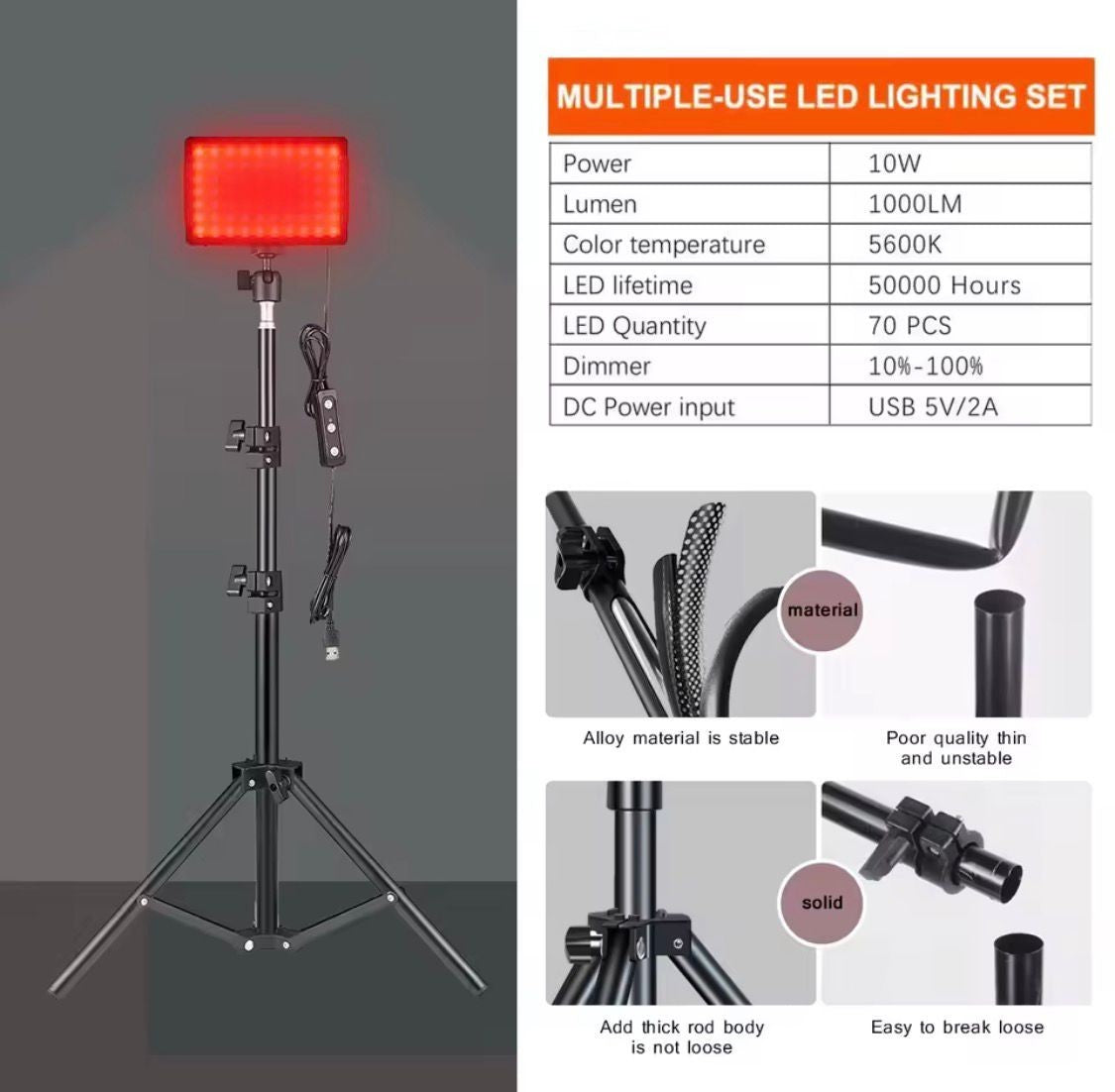 LED Photography Video Light Panel Lighting Photo Studio Lamp Kit With Tripod