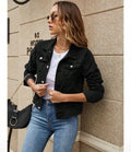 Women's Casual Fit Denim Jacket, Paired With Distressed Decorations Size L