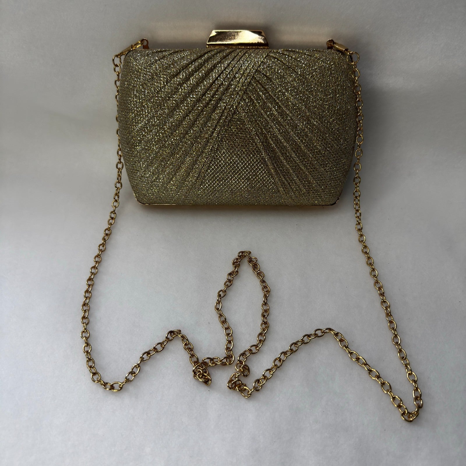 Antonio Melani Gold Sparkle Evening Clutch with Chain Strap
