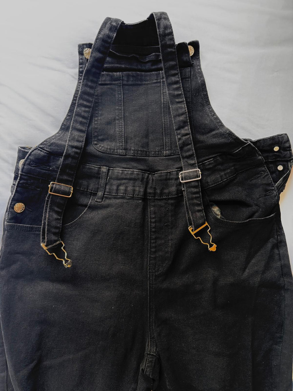 Distressed Denim Overalls Medium Wash Skinny Leg Black Womens 0XL