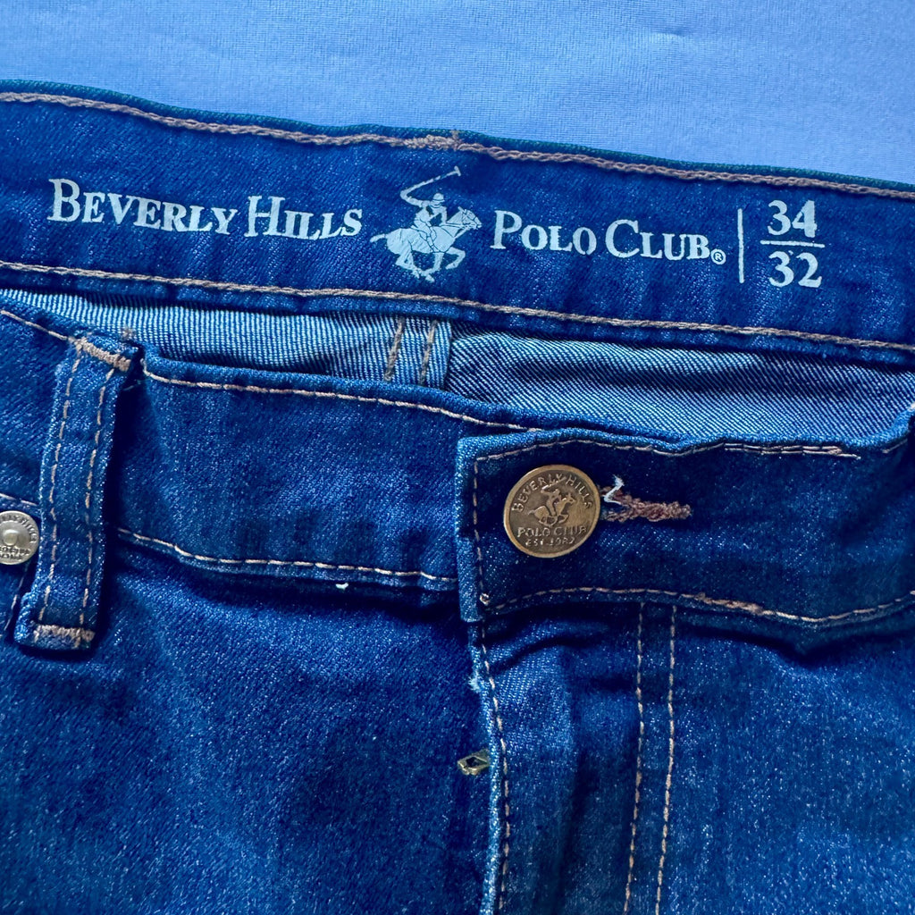 Beverly Hills Polo Club Jeans Mens 34x32 Blue Regular Fit Straight Leg Stretch