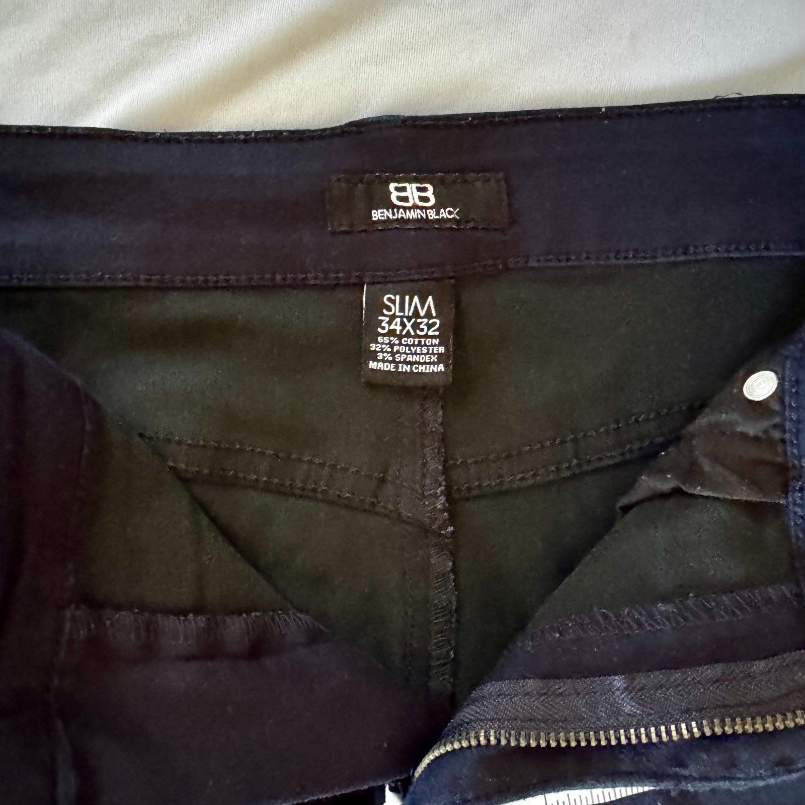 Benjamin Black Jeans Mens 34x32 Blue Cotton Denim Straight Leg Stretch Slim Fit