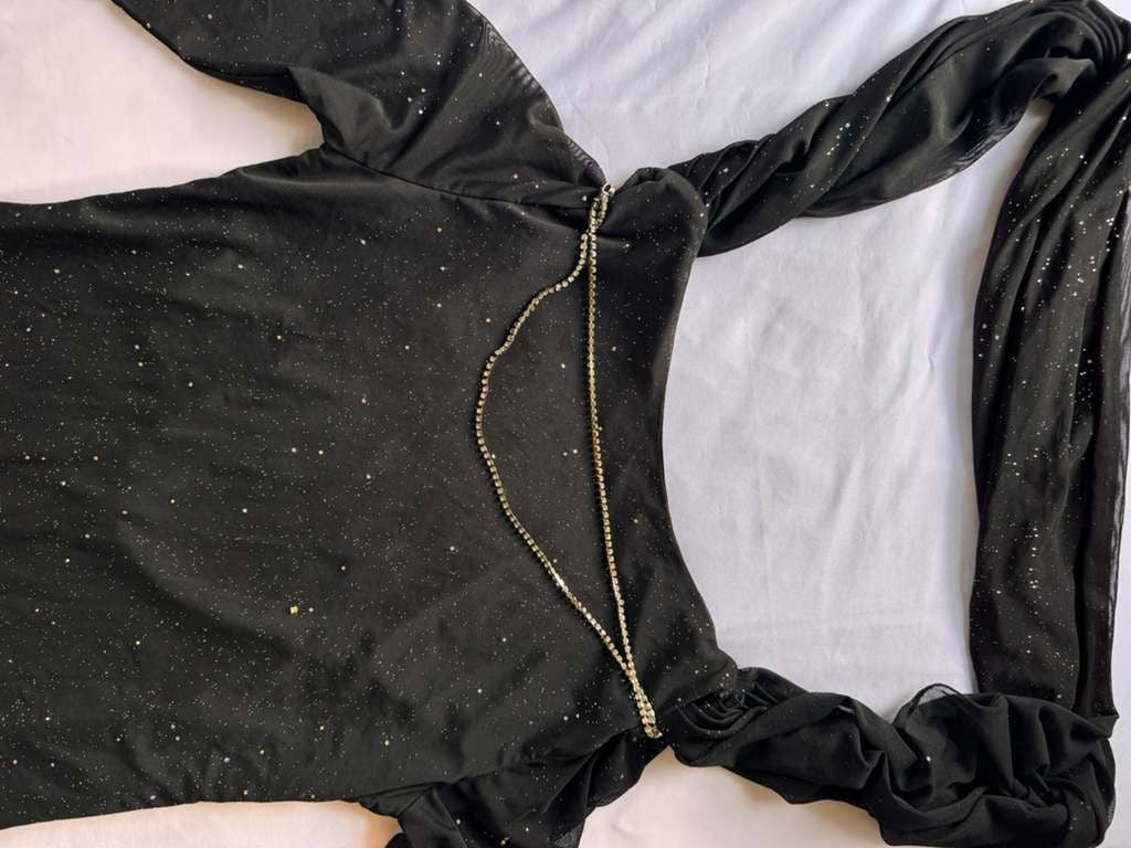 Unity Round Neck Long Sleeve Casual Dress Size M. Black