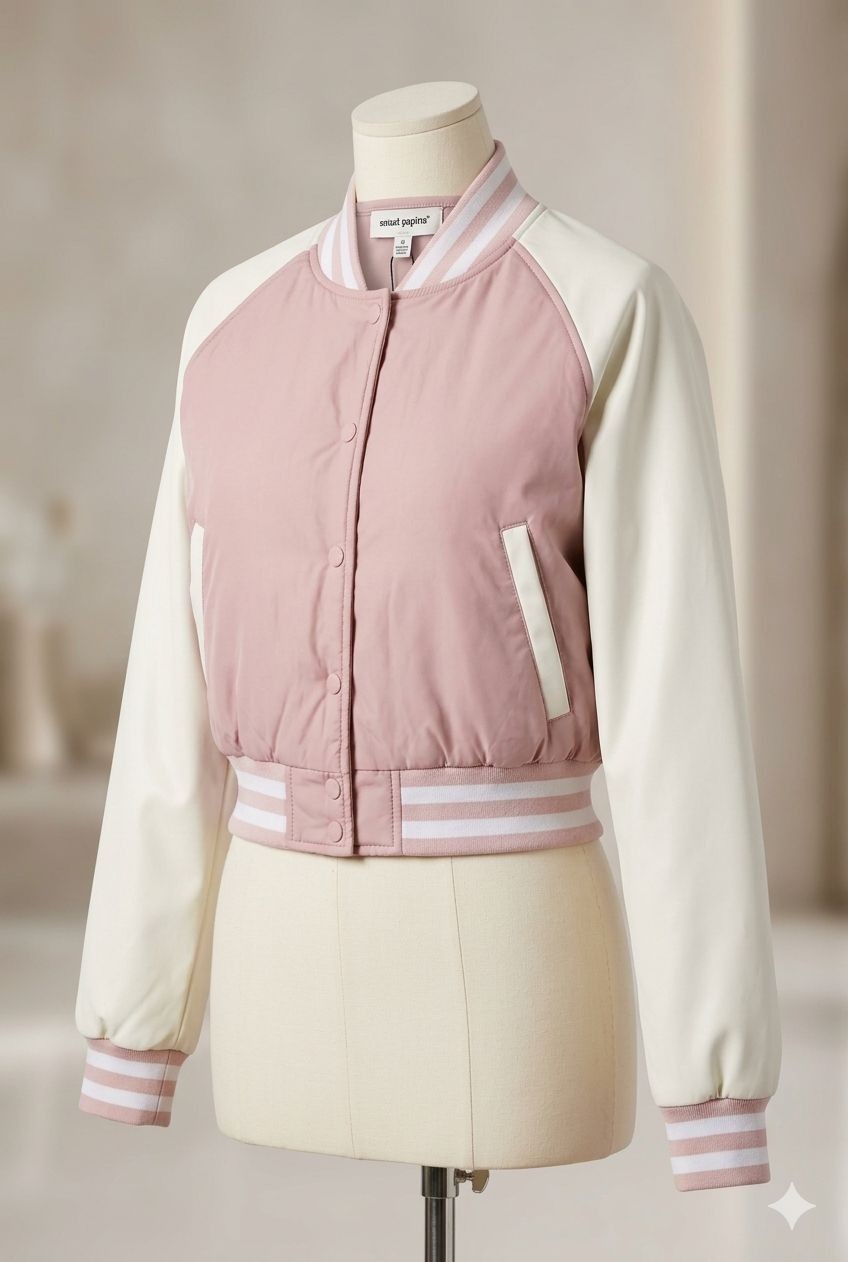 Vigoss Pink Jacket is both fashionable and practical for everyday wear.