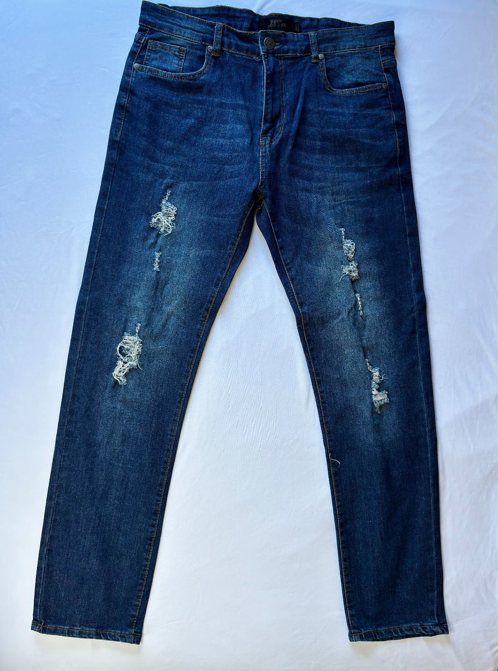 RIOT EMPIRE Men's 34x32 Stretch Denim Deep Indigo Blue Jeans 5-Pocket Skinny