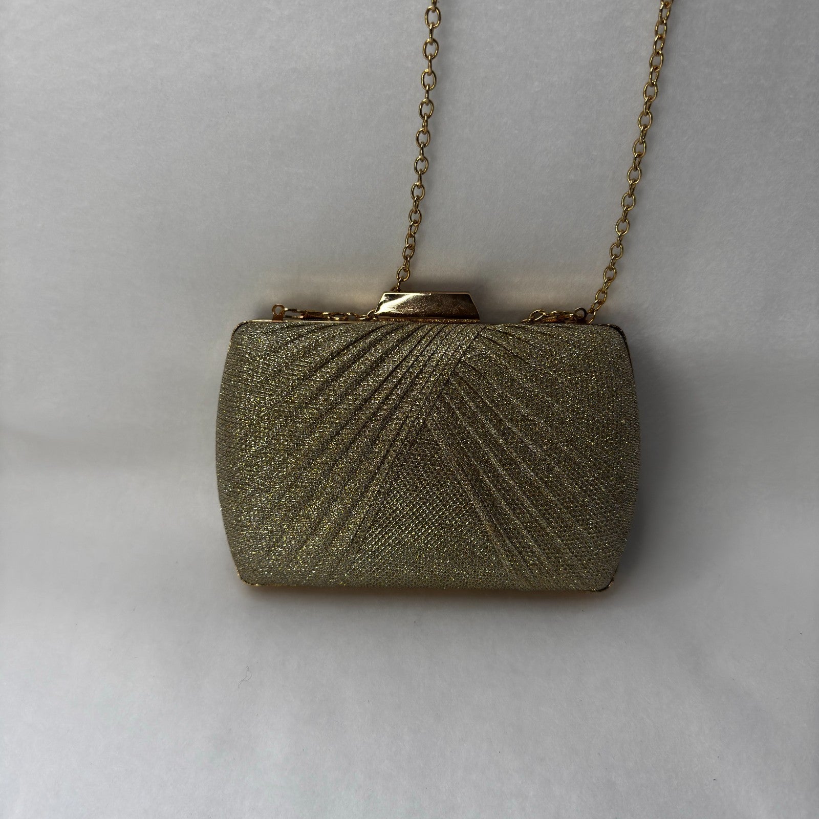 Antonio Melani Gold Sparkle Evening Clutch with Chain Strap