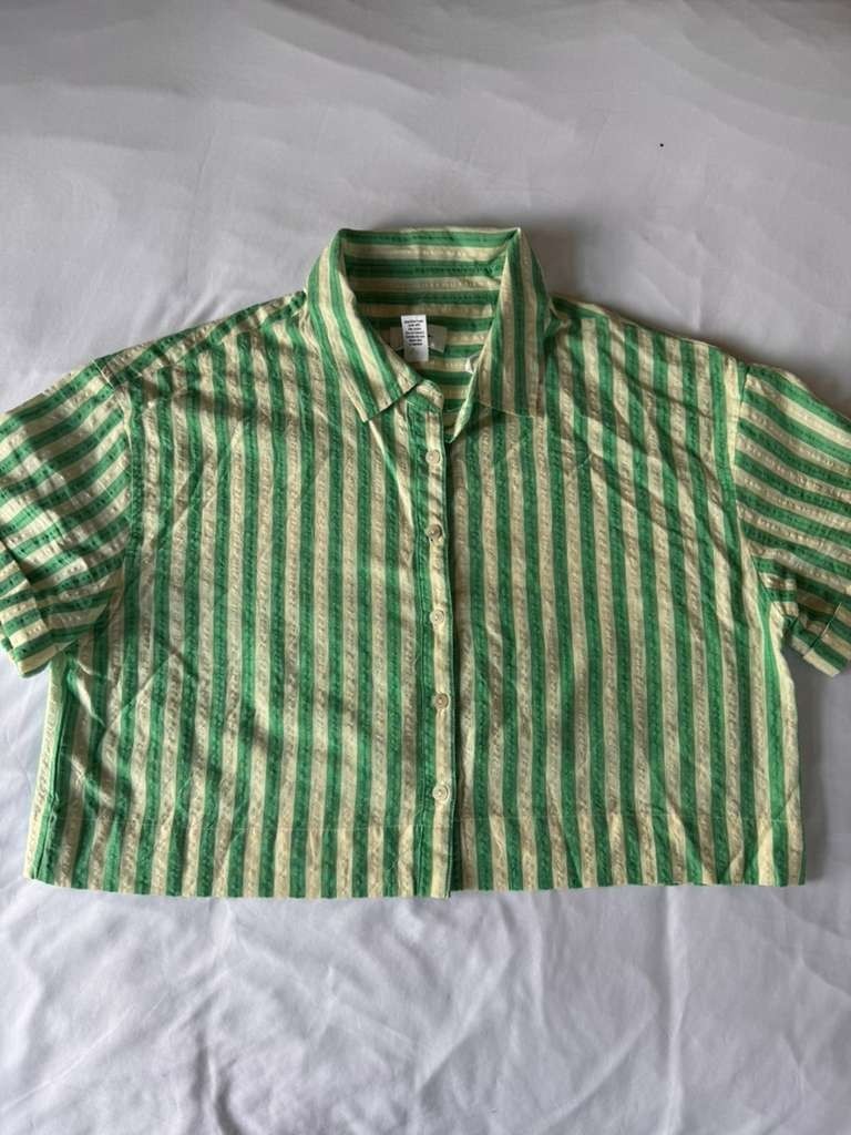 Japna Womens Juniors Shorts Green White Stripes Set Size Large
