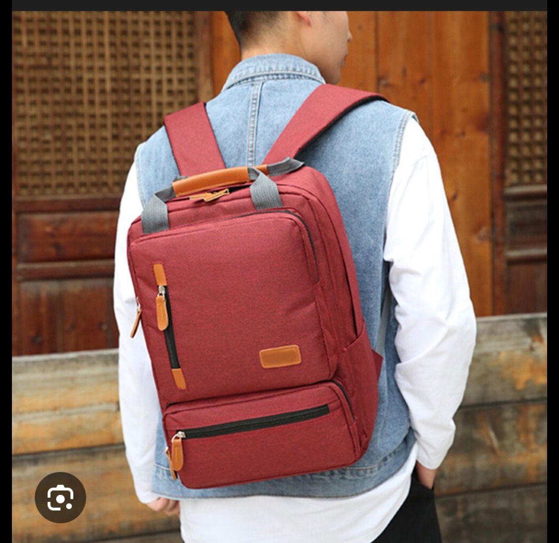 Unisex Organizer Polyester School Backpack, Red 3 Pack