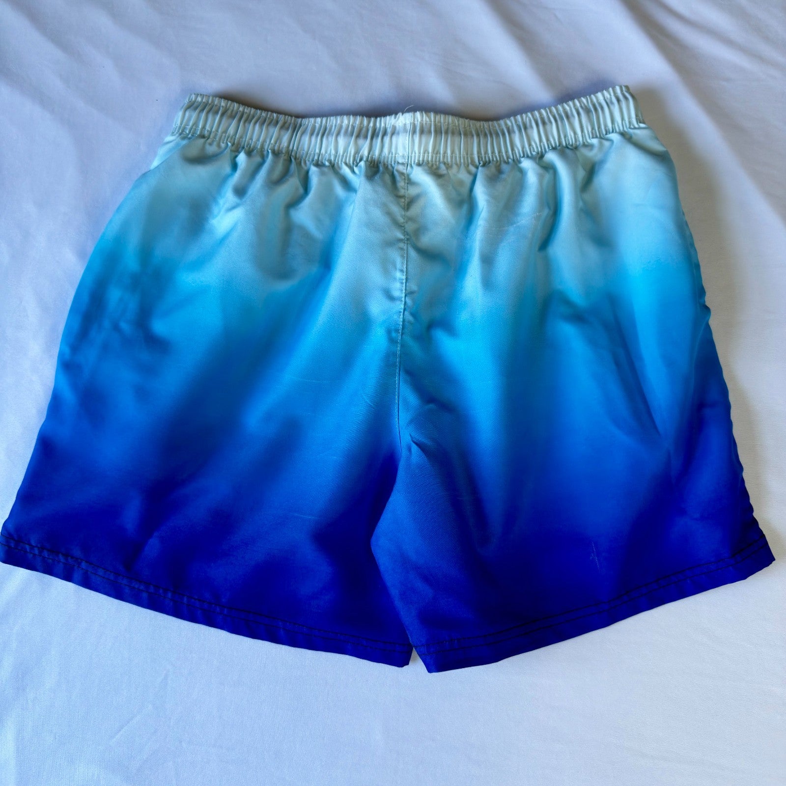 Men's Loose Beach Shorts Activewear, Drawstring Quick Dry Ombre Shorts, Size L