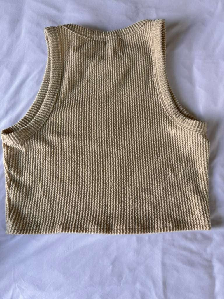 Elegant Tan Knit Skirt and crop top set By 2 Saints Size XL