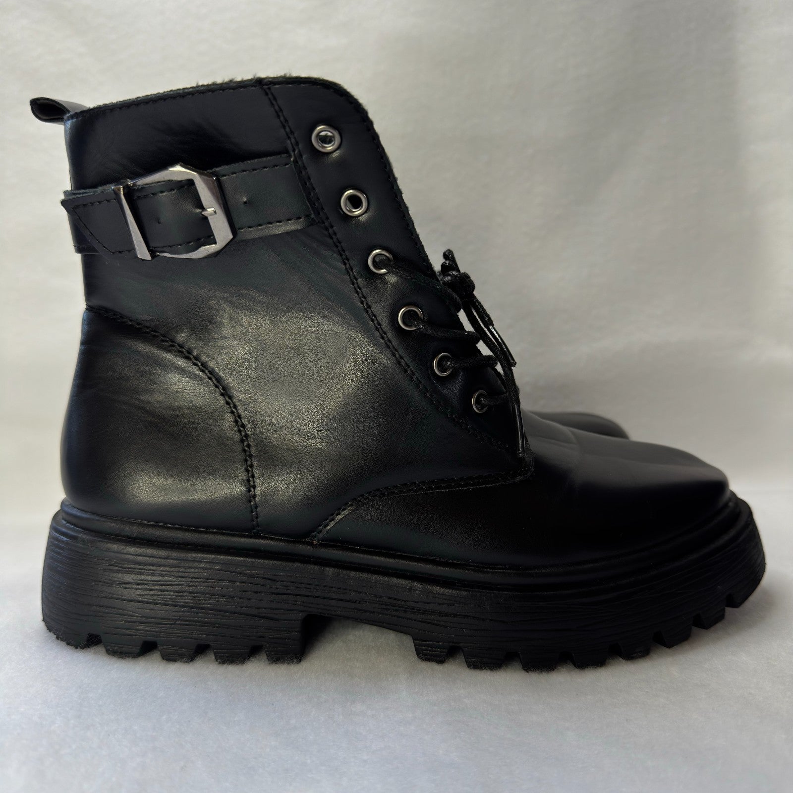 Dezsed Women's Boots Women Shoes Hasp Mid Heel Flat Bottom Zipper Laceing
