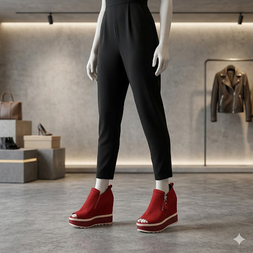 Woman's Platform Shoes With Hidden Height Increase Open Front size 7 us