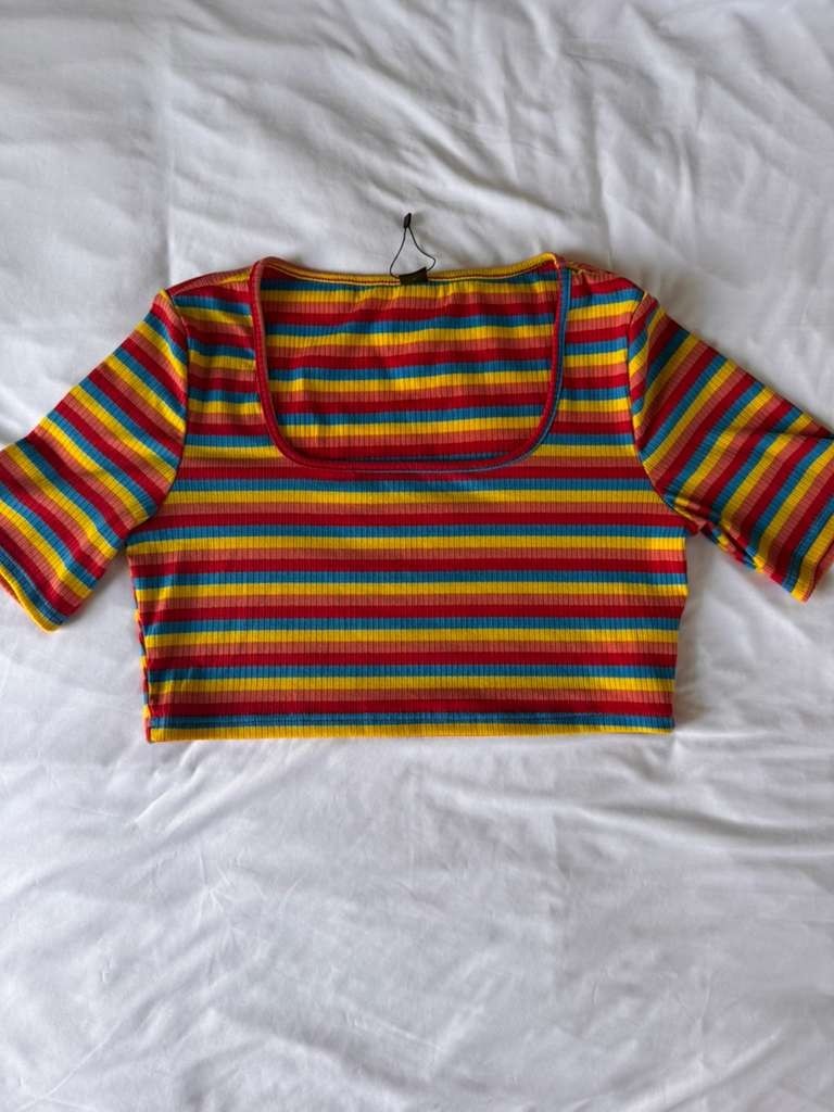 Floerns Womens Rib Knit Striped Tee Shirt With Skiirt Set 2 Pieces Dress Outfit