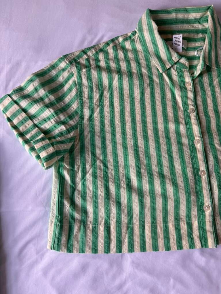 Japna Womens Juniors Shorts Green White Stripes Set Size Large