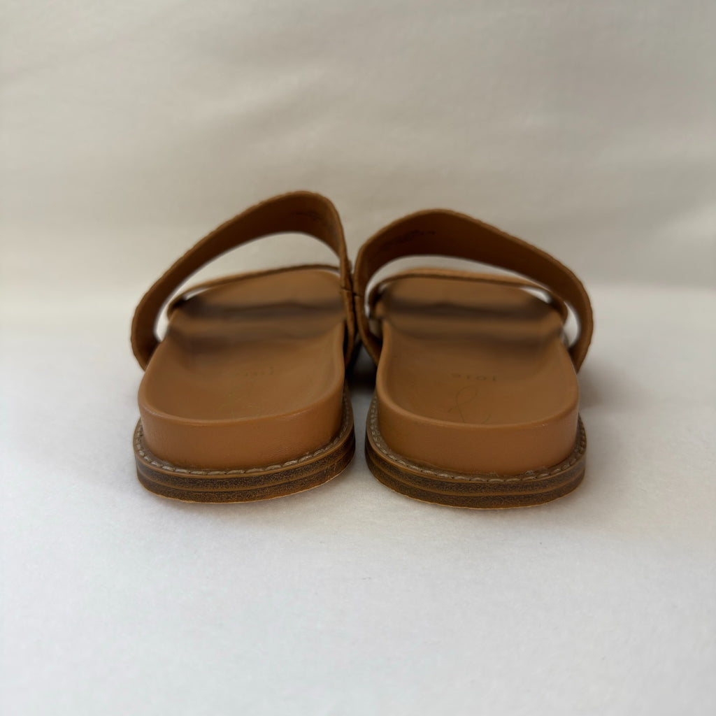 Joie NIMBLE  Sandals BROWN TAN SLIP ON  Strappy SLIDE Rattan Pattern Size 7