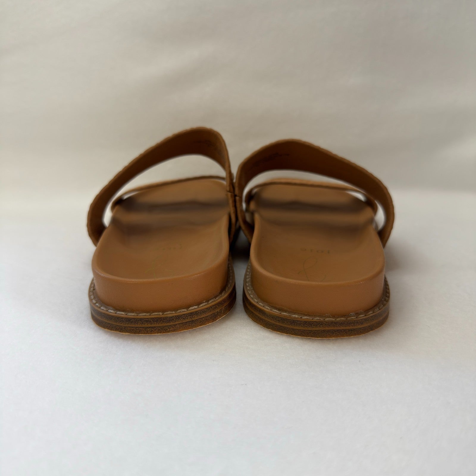 Joie NIMBLE  Sandals BROWN TAN SLIP ON  Strappy SLIDE Rattan Pattern Size 7