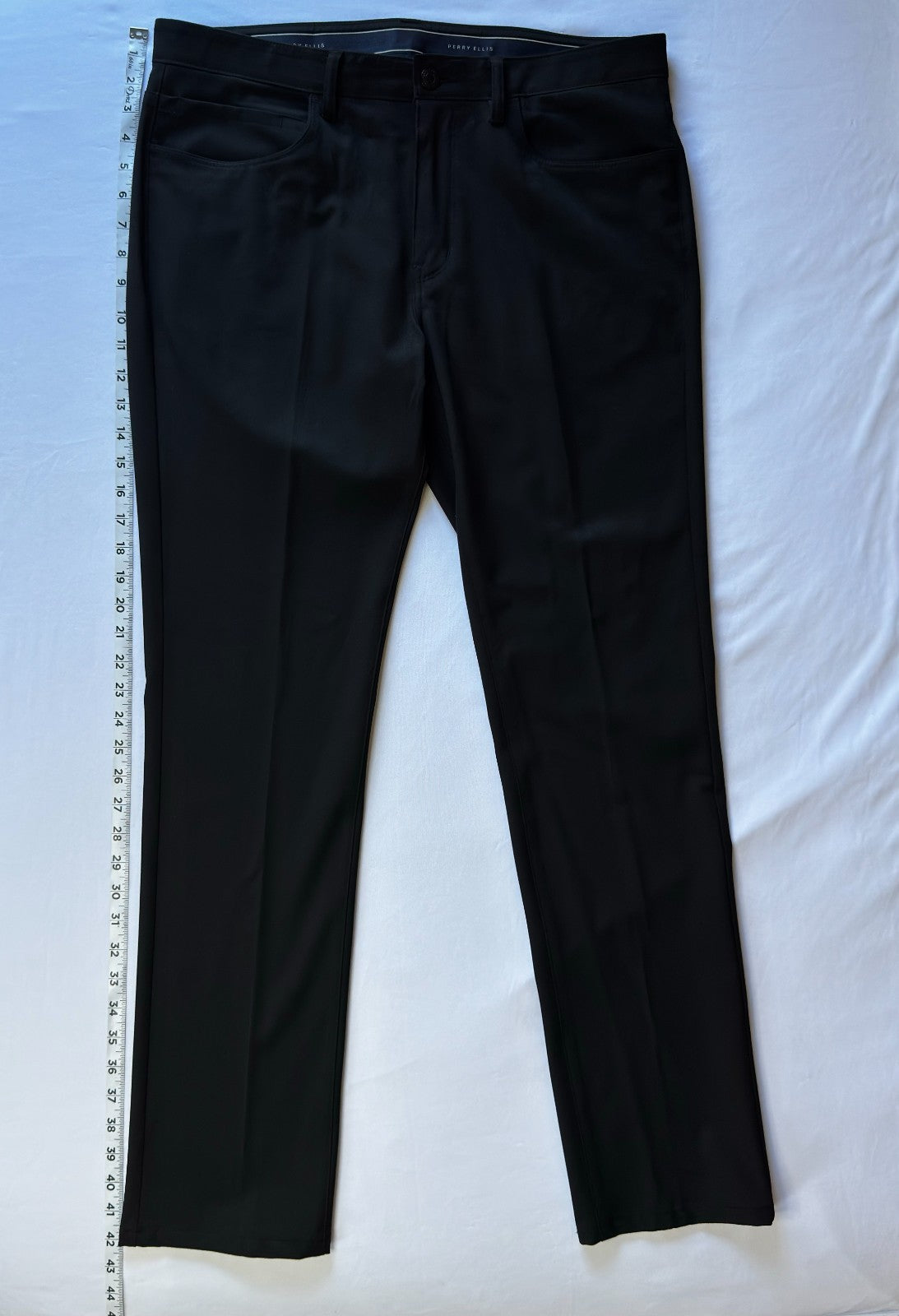 Perry Ellis  Stretch Slim Fit Men's Dressy 5-Pocket Pants,Color Black, Size 34
